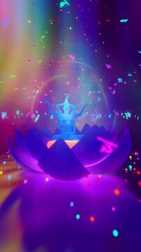 3d animation of a goddess sitting on a lotus in astral space