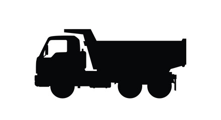 Dump truck silhouette black on white background © msunny93