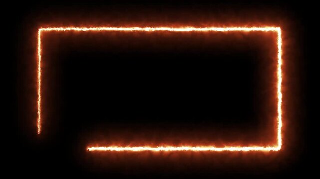 Fire rectangular shape glowing frame animation