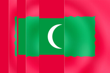 Fototapeta premium Maldives Flag Inspired Abstract Design with Vibrant Red and Green Colors, Featuring a White Crescent Moon Motif and Dynamic Wavy Texture