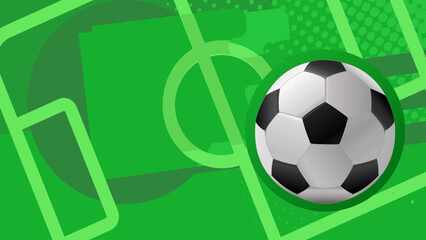 Obraz premium Soccer ball on green field background, vector illustration