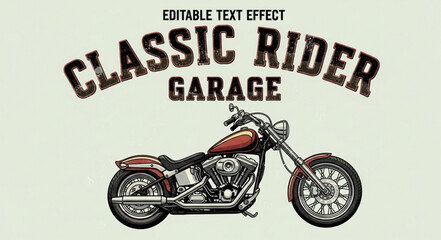 Obraz premium Classic Rider Garage Motorcycle Vintage Style Emblem Graphic Design