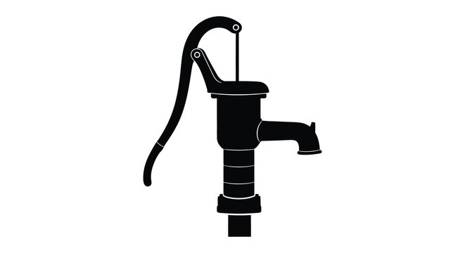 Hand water pump silhouette on a white background