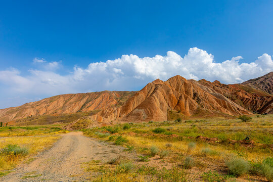 Rainbow Hills. Wonderful rocks in the westernmost part of Turkey in summer. Tuzluca countryside - Igdir - Turkey