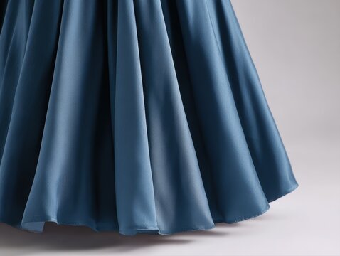 Long skirt hem brushing floor, elegant fabric movement detail