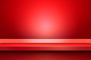 Obraz premium Red shelf creating a product stage or showcasing space with gradient background