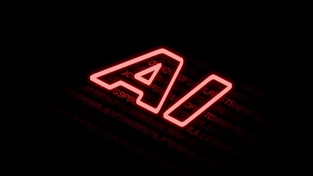 AI orthographic perspective title with glowing code moving