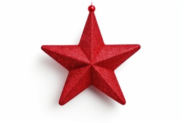 Fototapeta premium Red glitter star ornament decorating for christmas and seasonal holidays