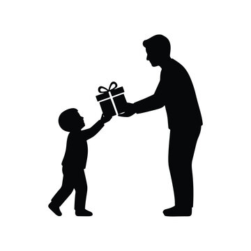 Child Giving Birthday Gift Box To Father