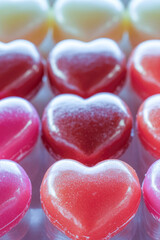 Fototapeta premium A close-up of a cluster of colorful candy hearts vertical frame
