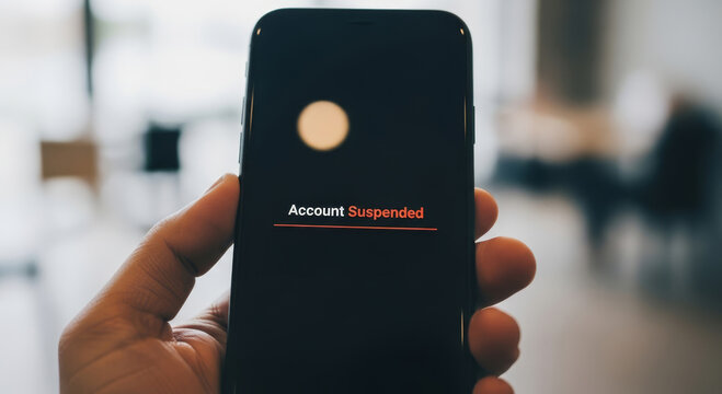 A hand holds a smartphone displaying a stark Account