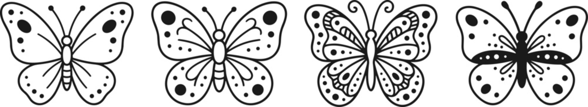 butterfly insect wings nature icon outline symbol isolated on transparent background