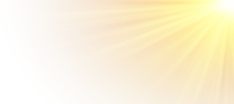 Realistic sunlight rays with soft glow, warm illumination and gentle beams, abstract overlay background with natural lighting effect and smooth radiant atmosphere