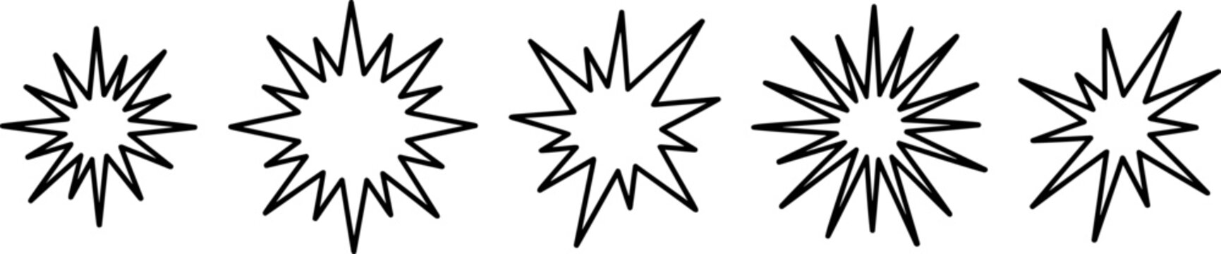 burst comic explosion starburst effect shape icon outline isolated on transparent background