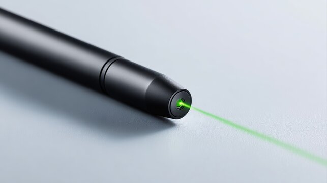 laser pointer pen mockup in diagonal light split, modern presentation tool, clean tech branding display