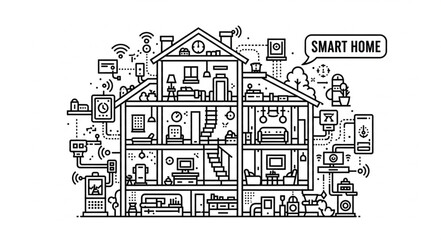 Obraz premium Smart Home Automation System - A Detailed Architectural Blueprint.