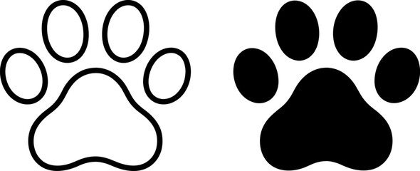 animal paw footprint pet track icon silhouette symbol isolated on transparent background © Maksym