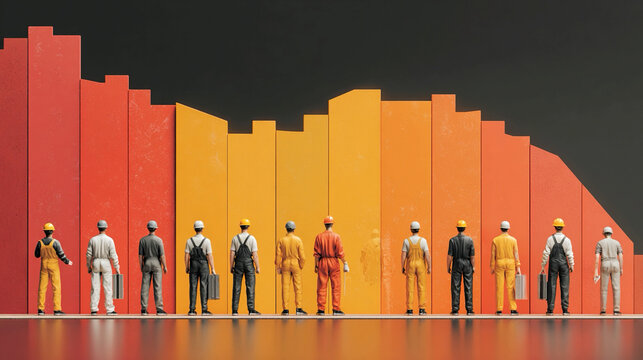 Employee efficiency challenge concept, workforce productivity drop, business performance decline, labor cost increase, operational inefficiency, team performance reduction, organizational strategy iss