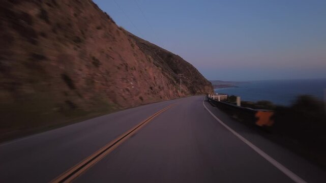Big Sur Pacific Coast Highway Southbound 7 Ragged Point Dusk 09 Front View MultiCam Driving Plate California USA