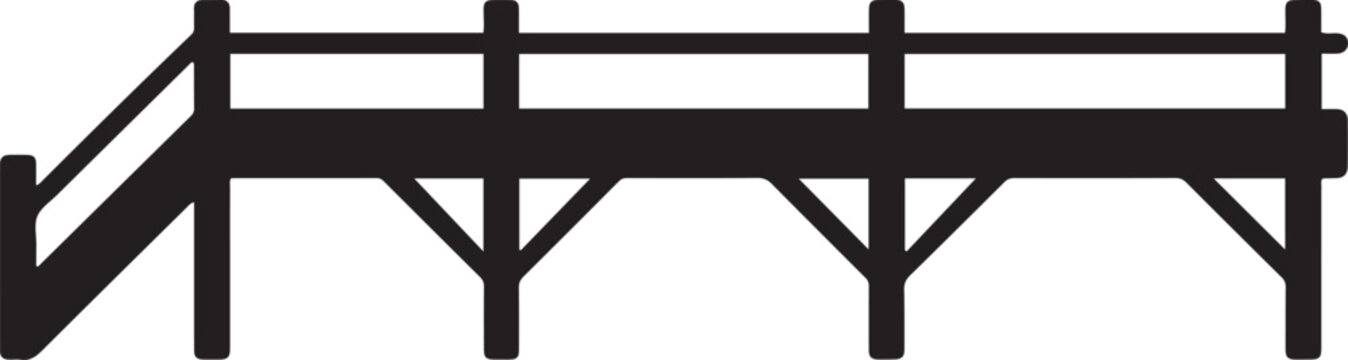 wood pier symbol, balck icon silhouette vector