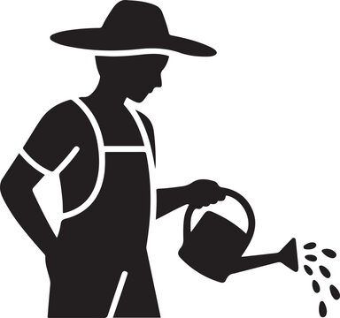 gardener symbol, balck icon silhouette vector