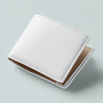 White leather wallet mockup open view fashion branding