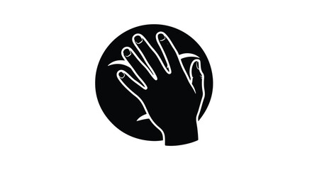 Obraz premium Hand gesture palm outwards stop reject protect symbol simple black and white illustration