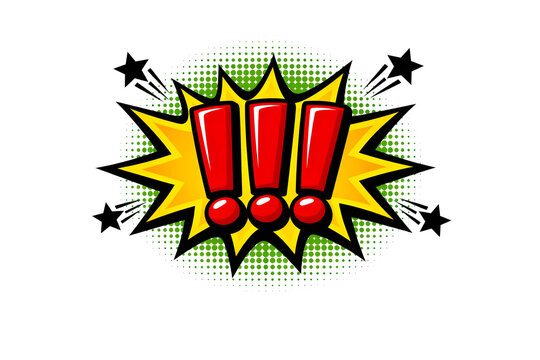 Comic style burst with exclamation marks, pop art vector illustration, warning or surprise concept.
