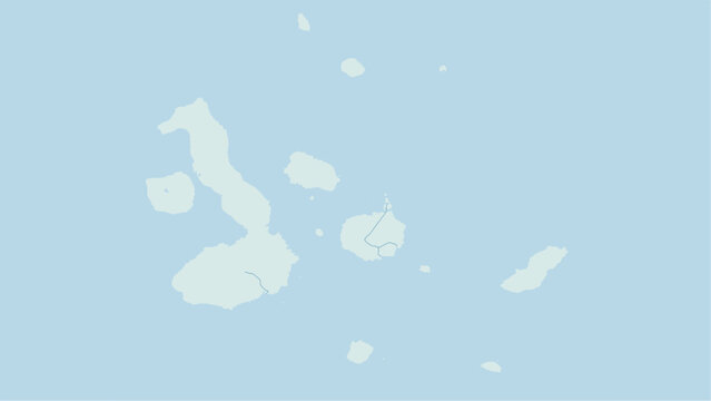 Modern minimalist vector map of Galapagos Islands, Ecuador. High-quality SVG illustration of the volcanic archipelago coastline for travel posters, science and nature design.