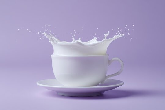 Teacup with liquid splash forming crown shape, dynamic motion capture