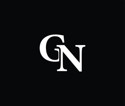 White lettering of GN on black background