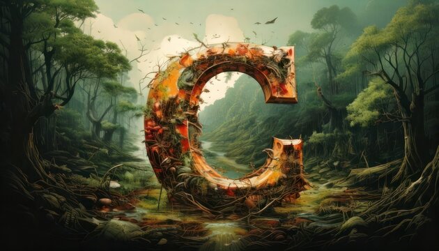 Letter C in a Lush Jungle Environment.