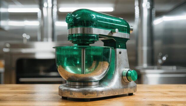 Medium shot of a refurbished kitchen appliance softly blurred background highlighting ecofriendly rental concept and sustainable consumer habits.