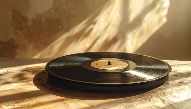 Vinyl Record in Warm Sunlight