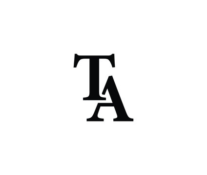 Black letter T and A on white background