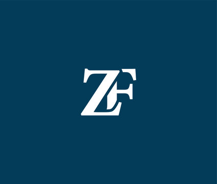 White ZF logo on blue background graphic resource design