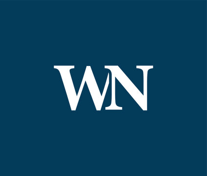 Large white WN letters on blue background graphic symbol
