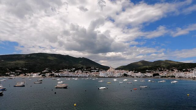 Panoramic video of the coastal town of Cadaqu&eacute;s, Catalonia