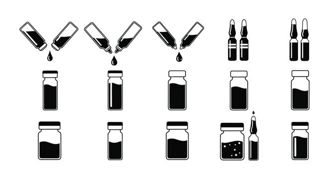 medical vials and bottles in silhouette style high quality professional detailed modern elegant stylish clean crisp vibrant colorful digital creative innovative