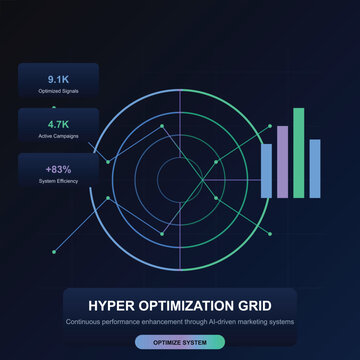 Hyper optimization grid, business infographic, marketing analytics, performance enhancement