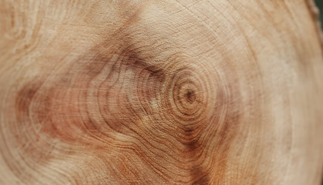 Tree Rings Close Up, Wood Grain Texture and Natural Growth Pattern.