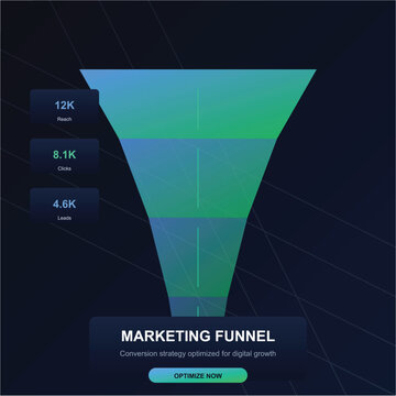 Marketing Funnel, Conversion Strategy, Digital Growth, Gradient Blue Chart