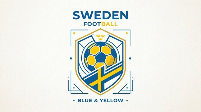 A football symbol illustration of Sweden in Blue and Yellow color