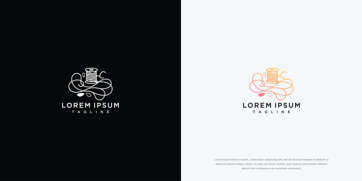 Elegant Sewing Logo Design With Spool Of Thread and Needle
