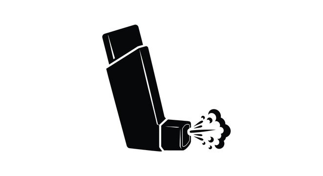 Asthma inhaler with spray black silhouette high quality