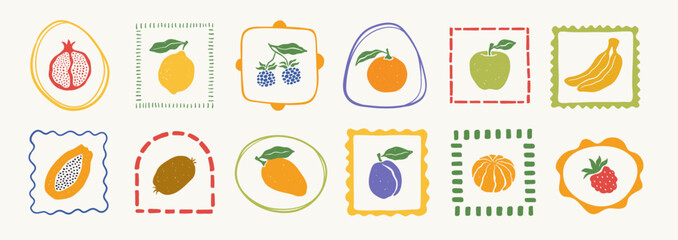 Abstract fruit set in different frames © cozy studio