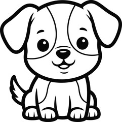 Obraz premium Cute puppy cartoon character illustration. Happy dog line art vector for kids coloring book or nursery design.