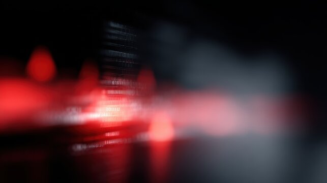 System compromised concept with abstract warning lights and disrupted data flow, cyber attack theme