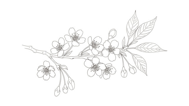 Cherry Blossom Branch Sketch illustration
