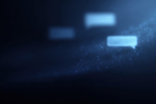 futuristic AI chatbot interface with glowing speech bubbles and neural network background, virtual assistant technology